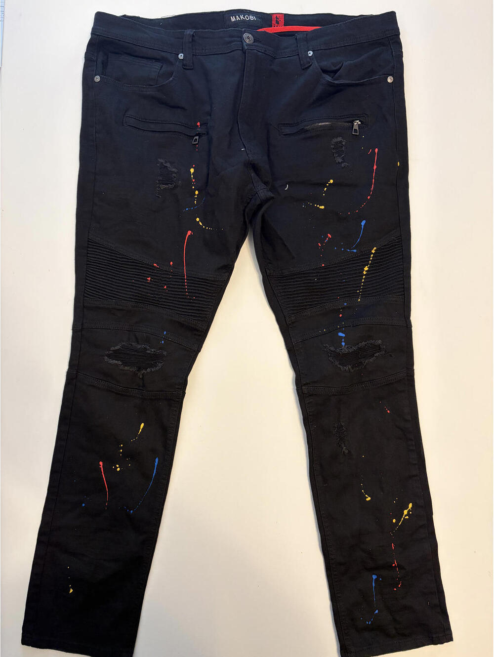 Makobi Men's Super Sauce Biker Jeans (Size 44x34)